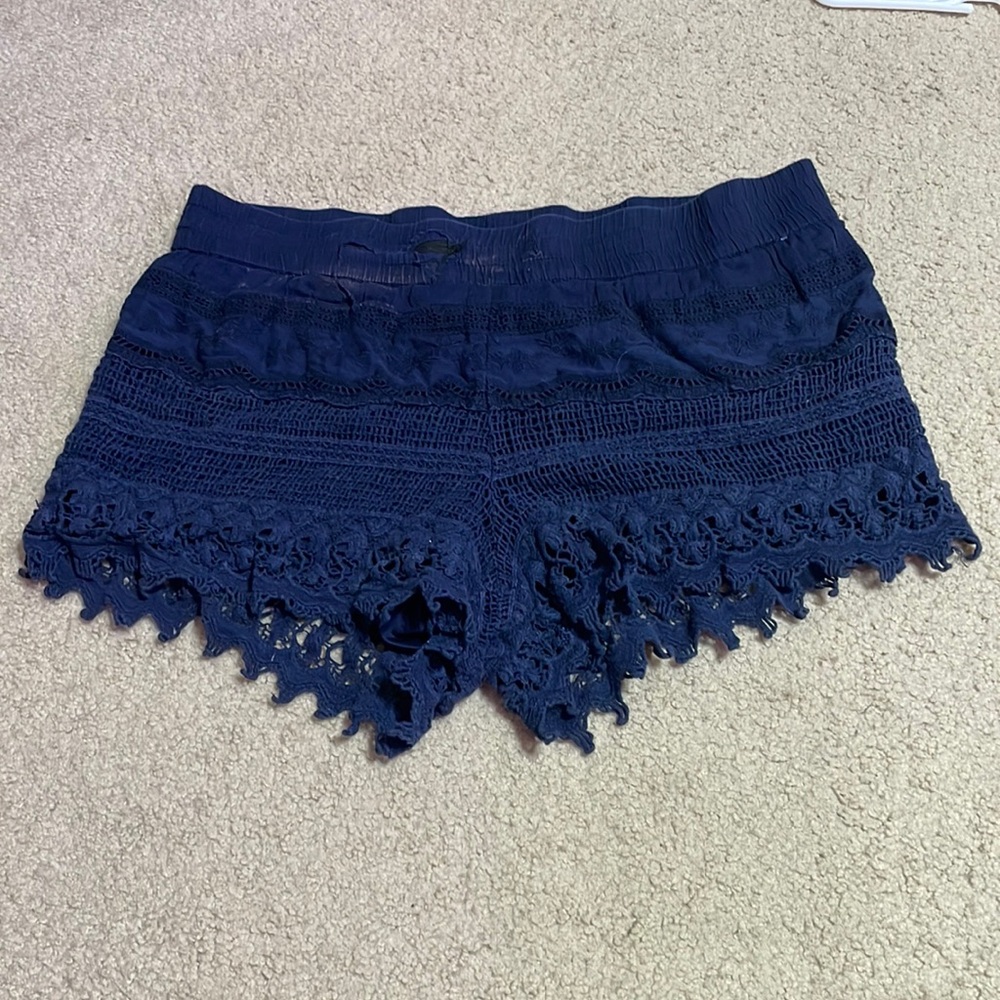 Navy blue sleep shorts.